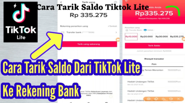 Cara Tarik Saldo Tiktok Lite dari Rekening Dana dengan mudah